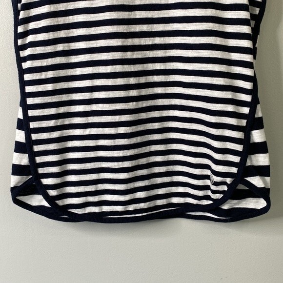 Talbots T By Talbots Stripe Short Sleeve Top Tee Crew Neck Trim Navy White - Picture 2 of 12